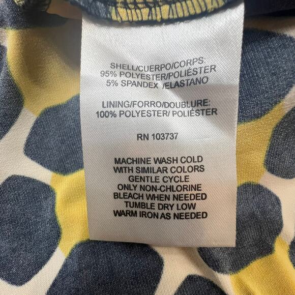 Donna Morgan Jersey Geo Print Sleeveless Fit-&-Flare Dress Navy/Yellow Size 8P - Picture 5 of 8
